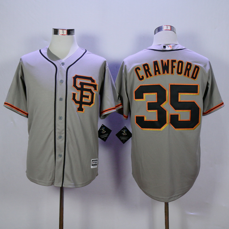 Men San Francisco Giants #35 Crawford Grey SF MLB Jerseys